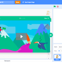 Man sieht ein Monitorbild auf dem Scratch dargestellt wird